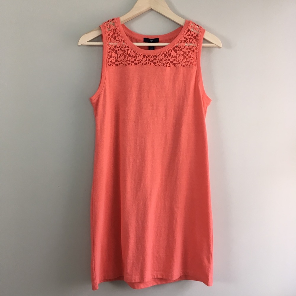 Gap Coral Tank Dress with Crochet Neck